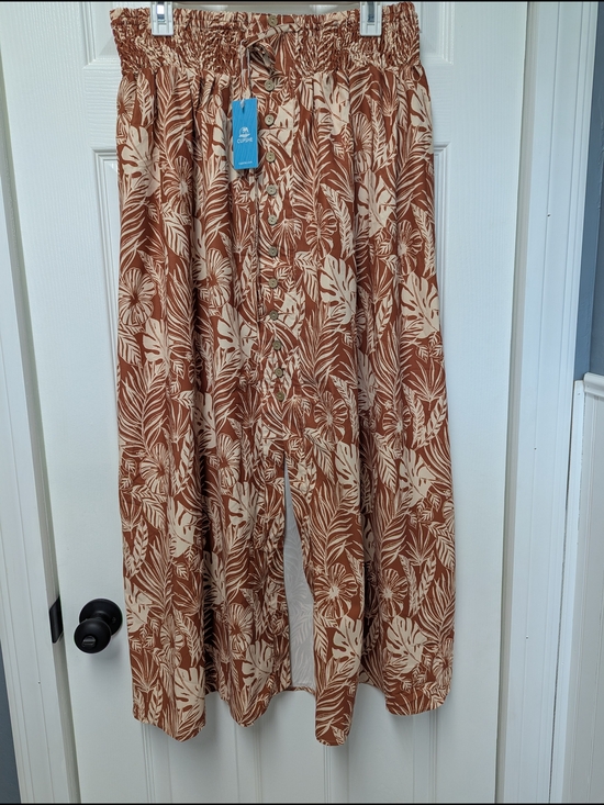 Cupshe Dresses & Skirts - Cupshe Rust & Cream Tropical Print Wide-Leg Pants